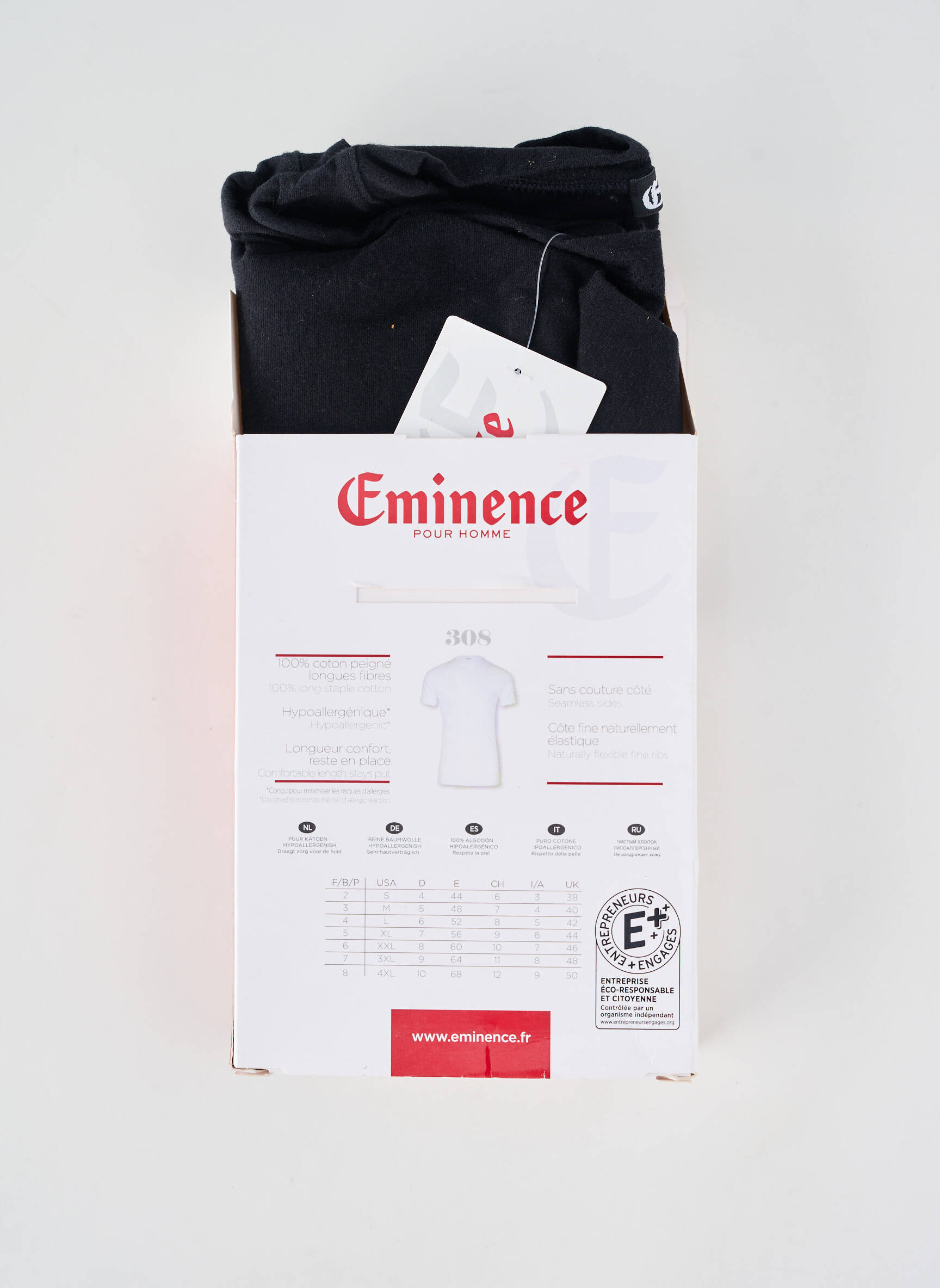 T-shirt coupe cintrée manches courtes noir EMINENCE homme