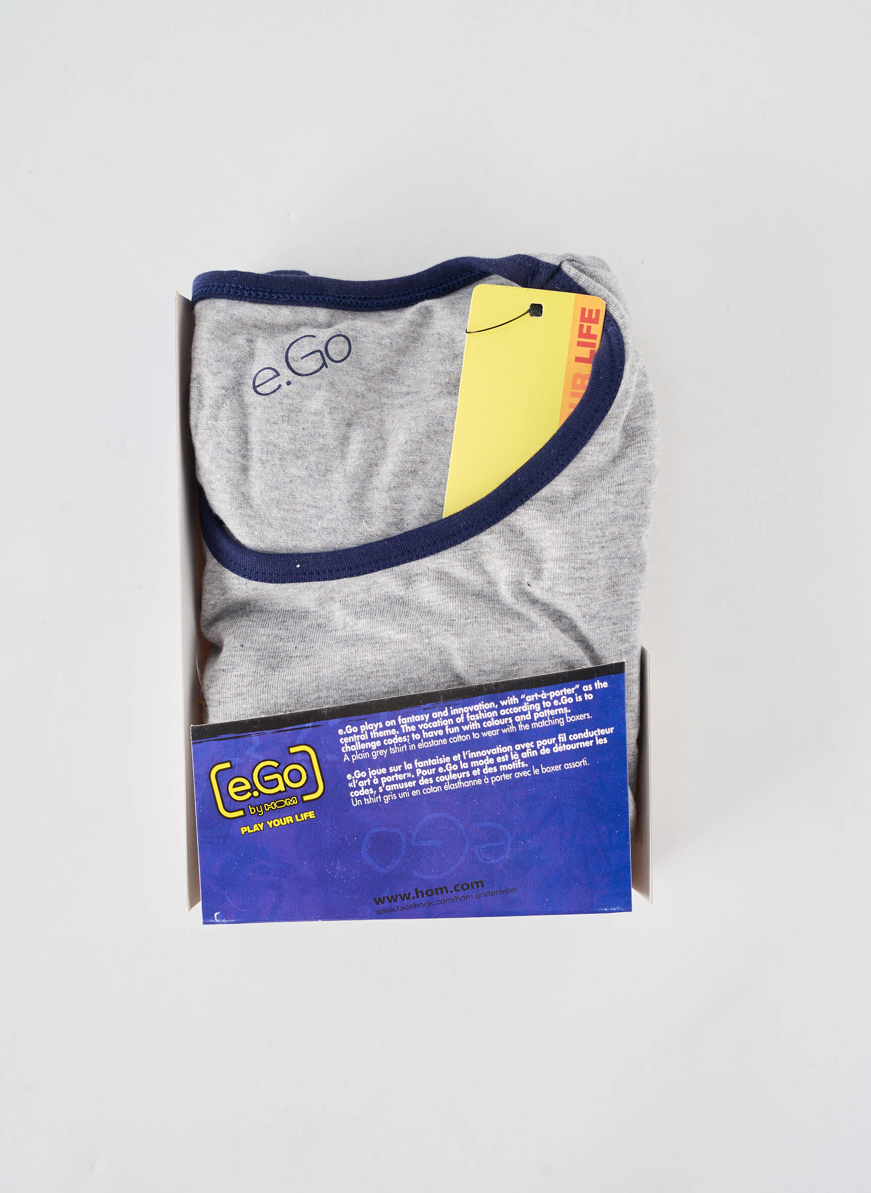 T-shirt broderie manches courtes gris E.GO homme