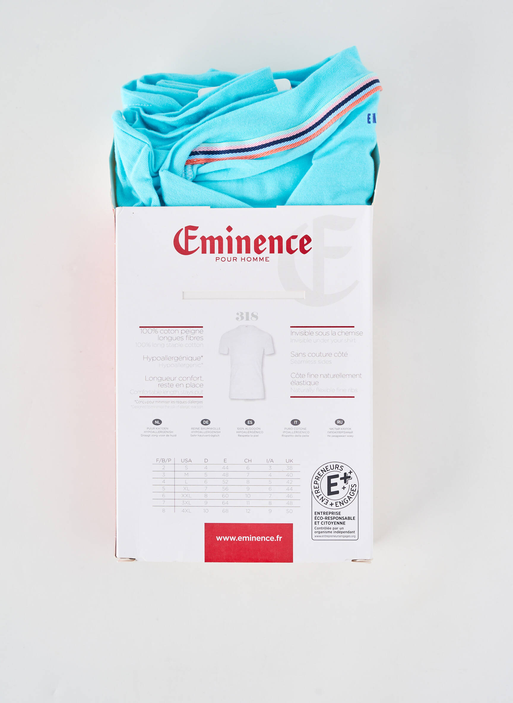 T-shirt coupe cintrée manches courtes bleu clair EMINENCE homme
