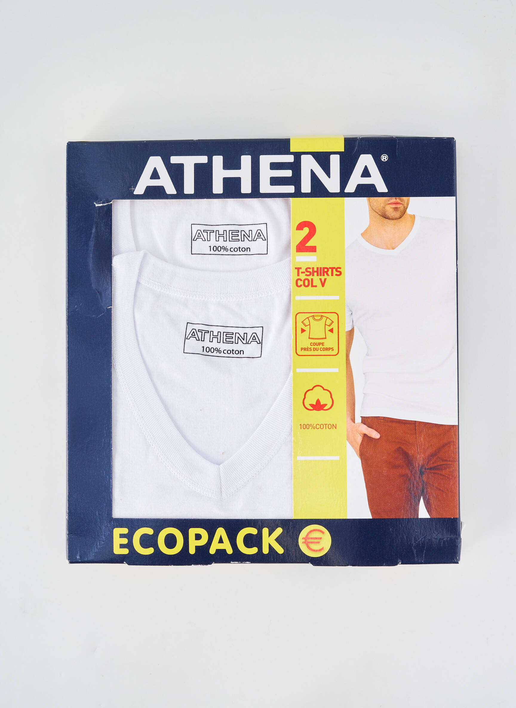 T-shirt stretch manches courtes blanc ATHENA homme