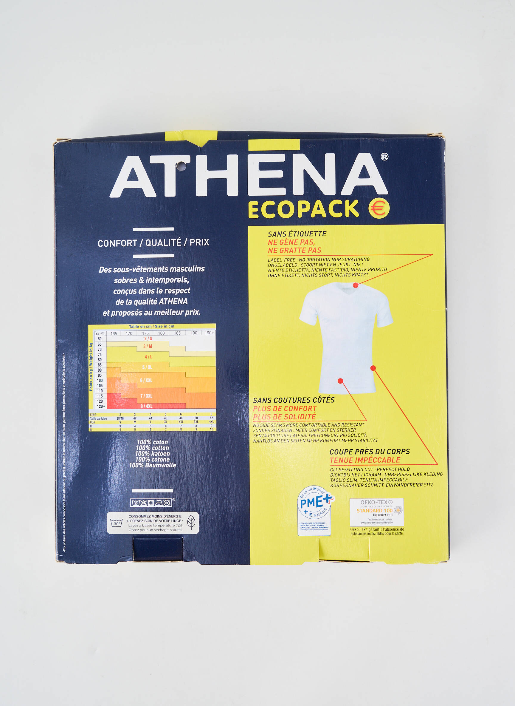 T-shirt stretch manches courtes blanc ATHENA homme