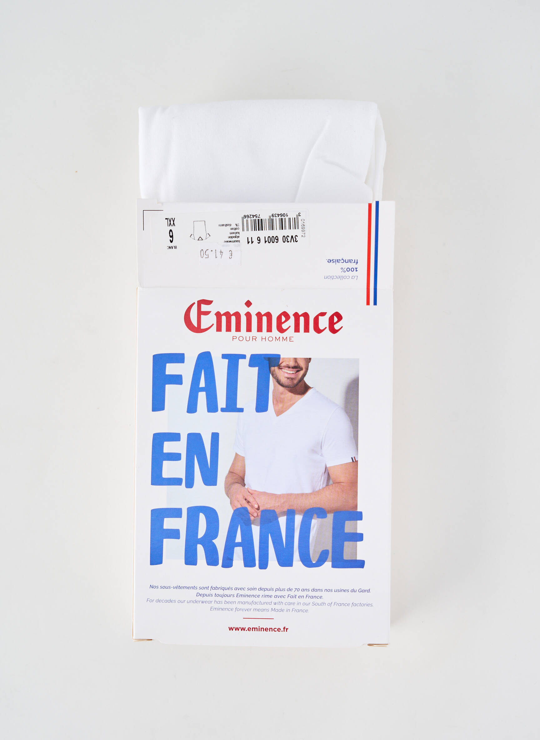 T-shirt stretch manches courtes blanc EMINENCE homme