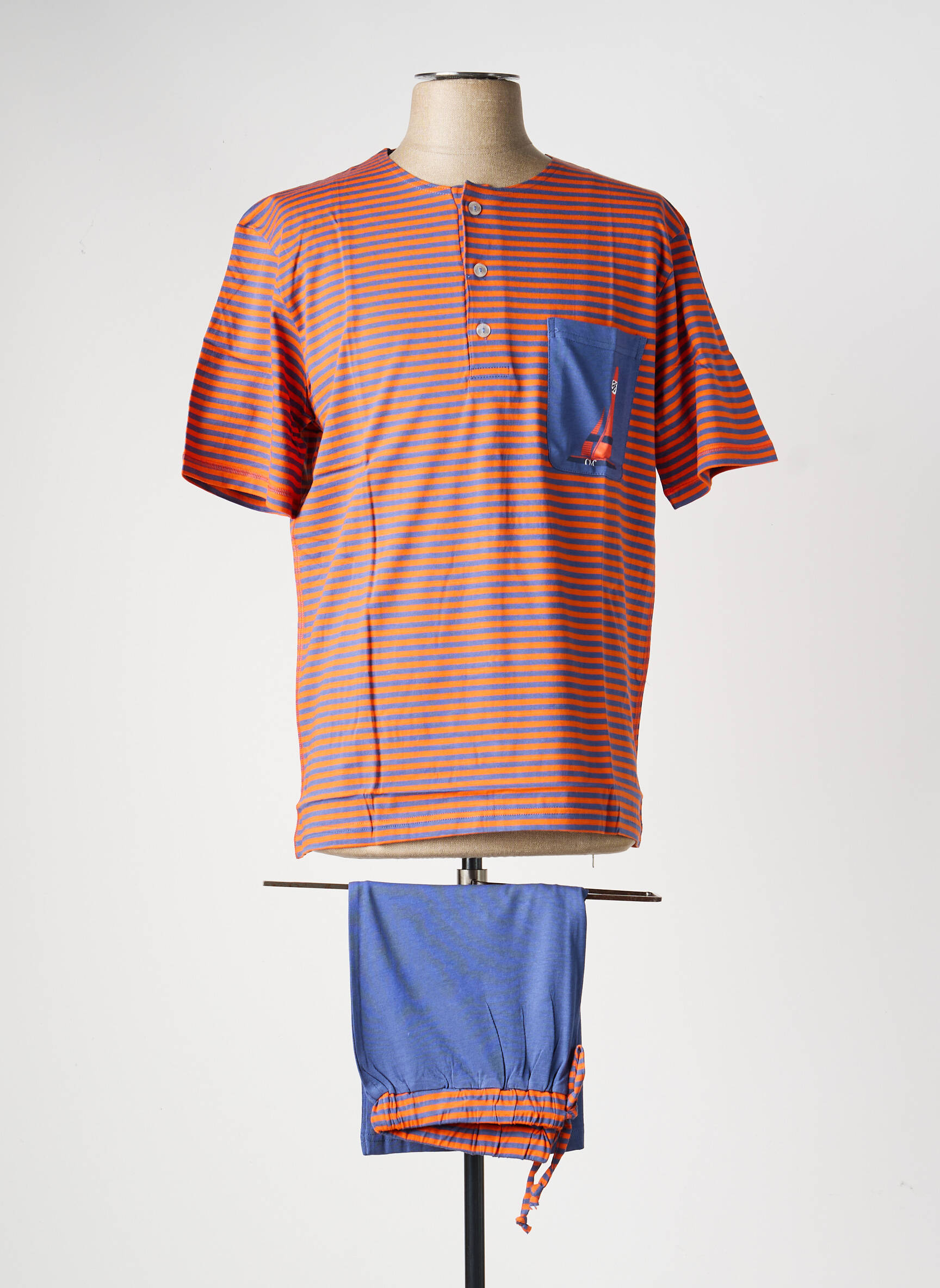 Pyjashort fermeture boutonnée sur le devant orange CHRISTIAN CANE homme