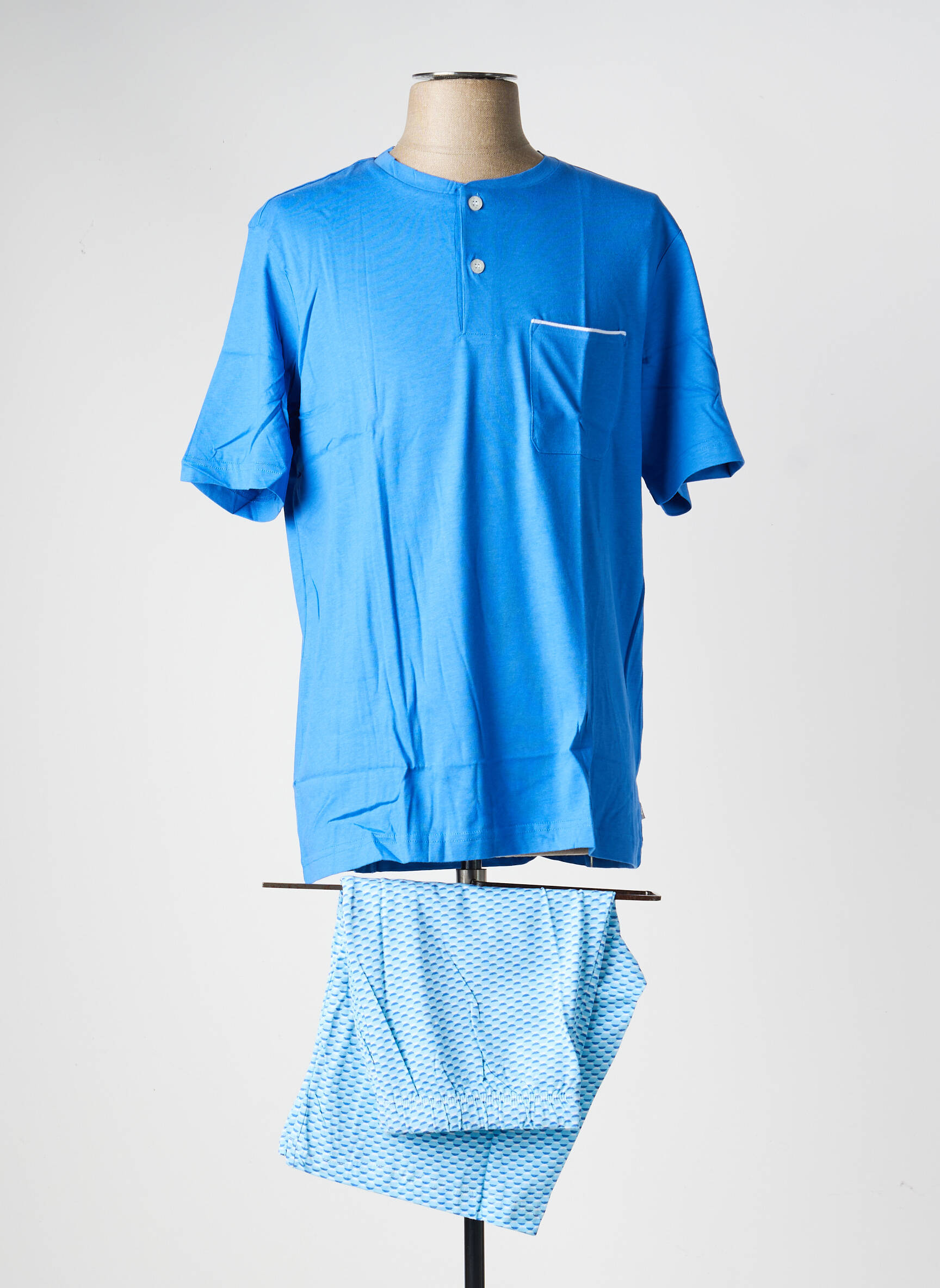 Pyjashort fermeture boutonnée sur le devant bleu EMINENCE homme