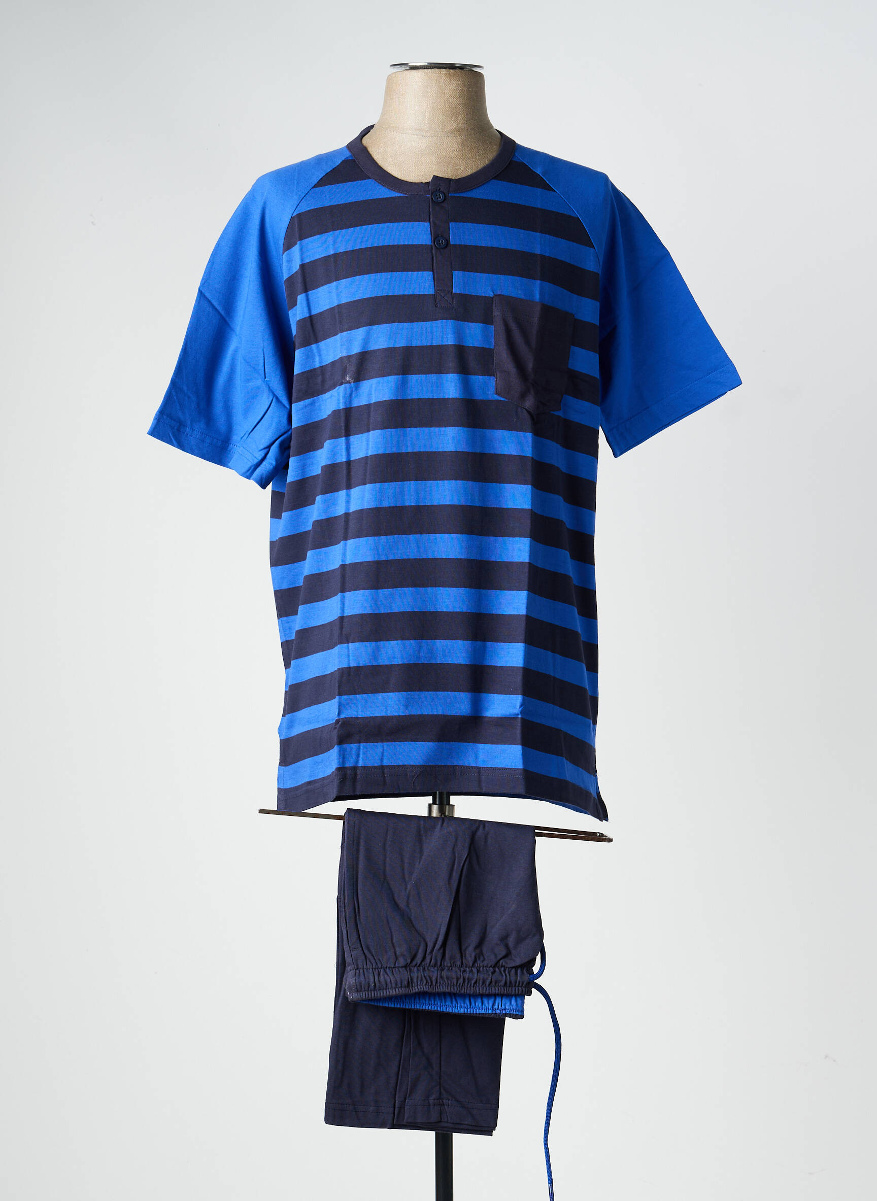 Pyjashort fermeture boutonnée sur le devant bleu EMINENCE homme