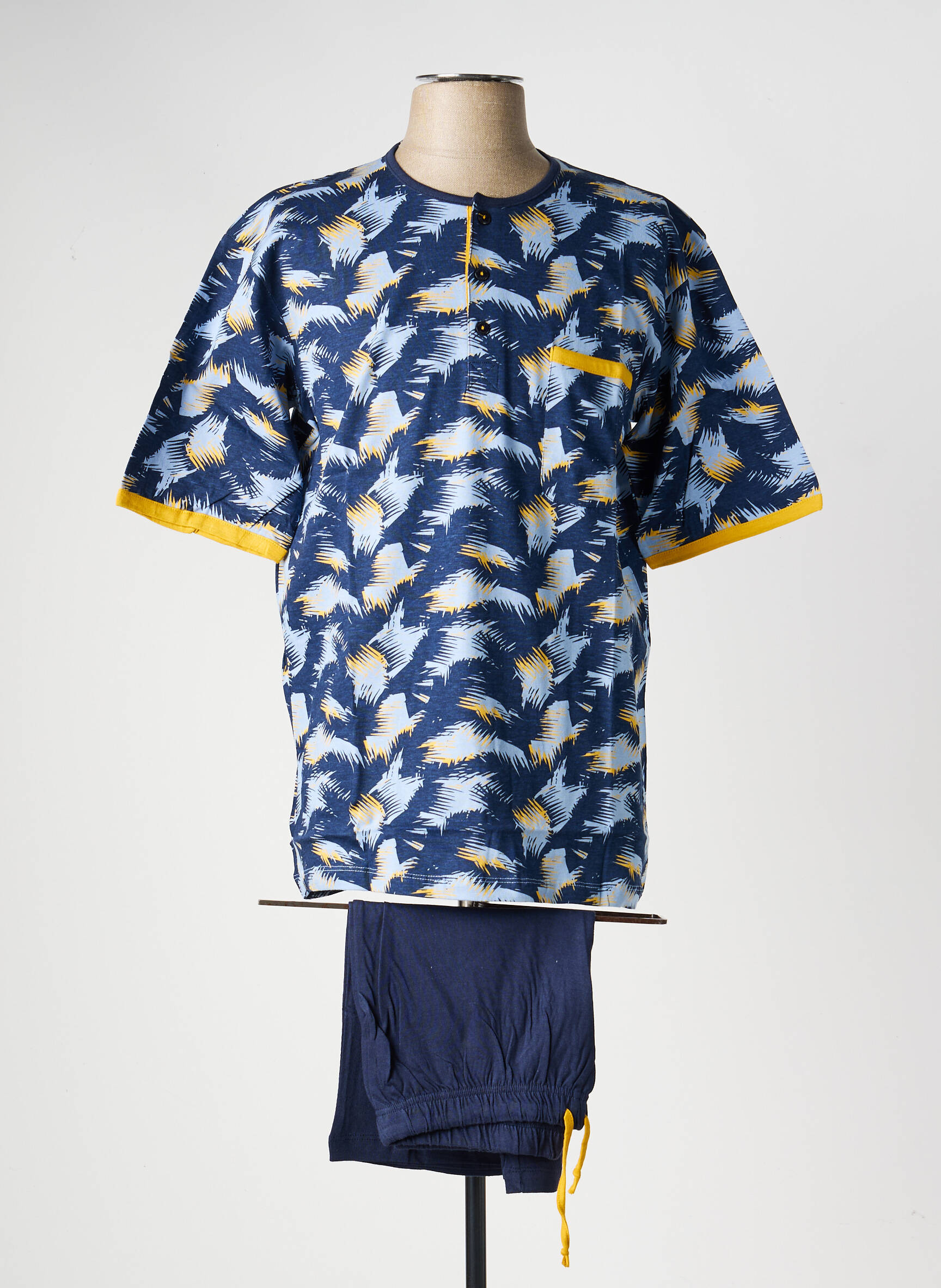 Pyjashort fermeture boutonnée sur le devant bleu CHRISTIAN CANE homme