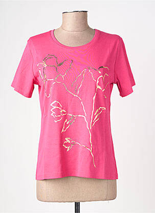 T-shirt sérigraphie manches courtes rose GEVANA femme