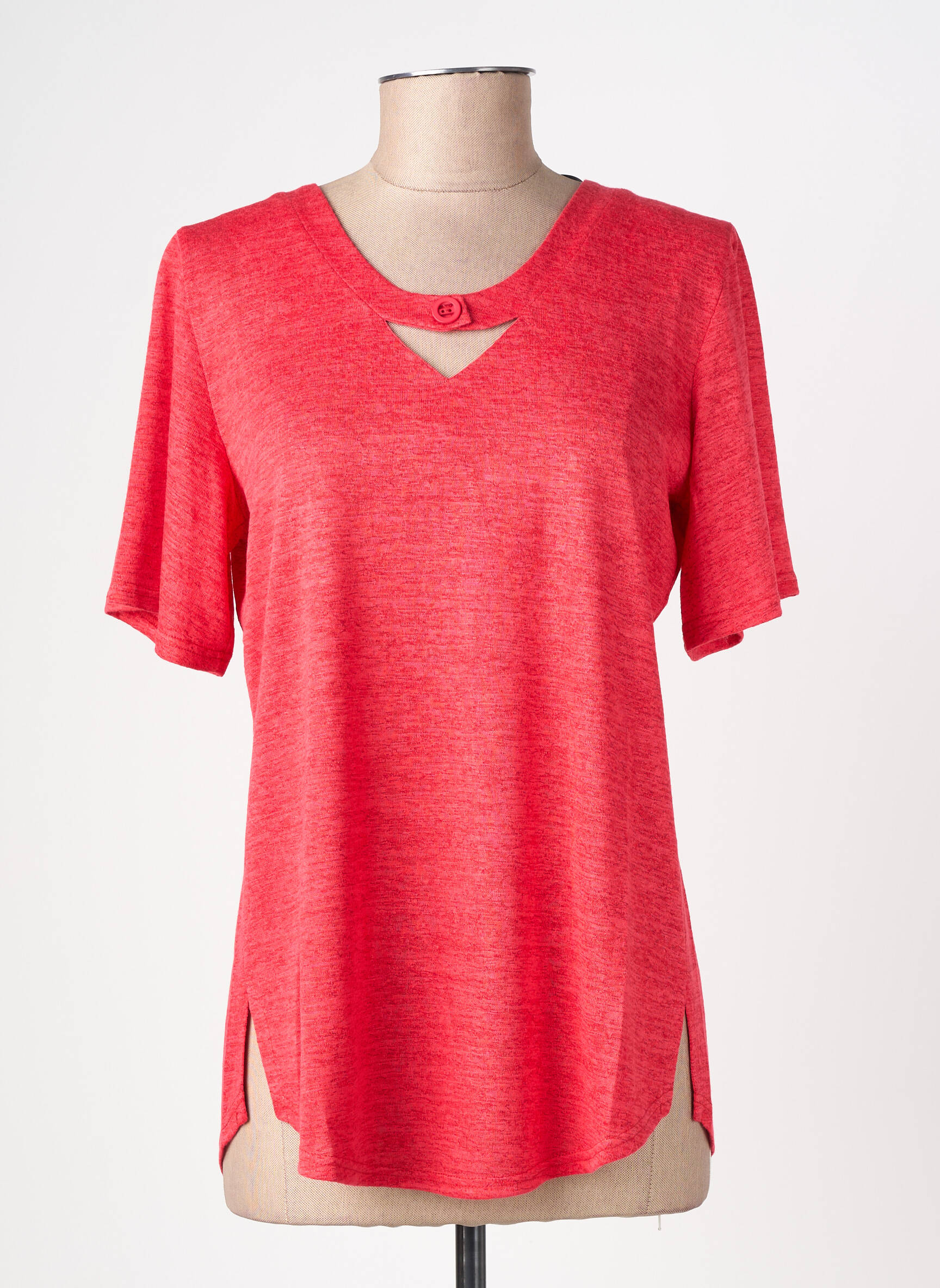 T-shirt coupe cintrée manches courtes rouge GEVANA femme