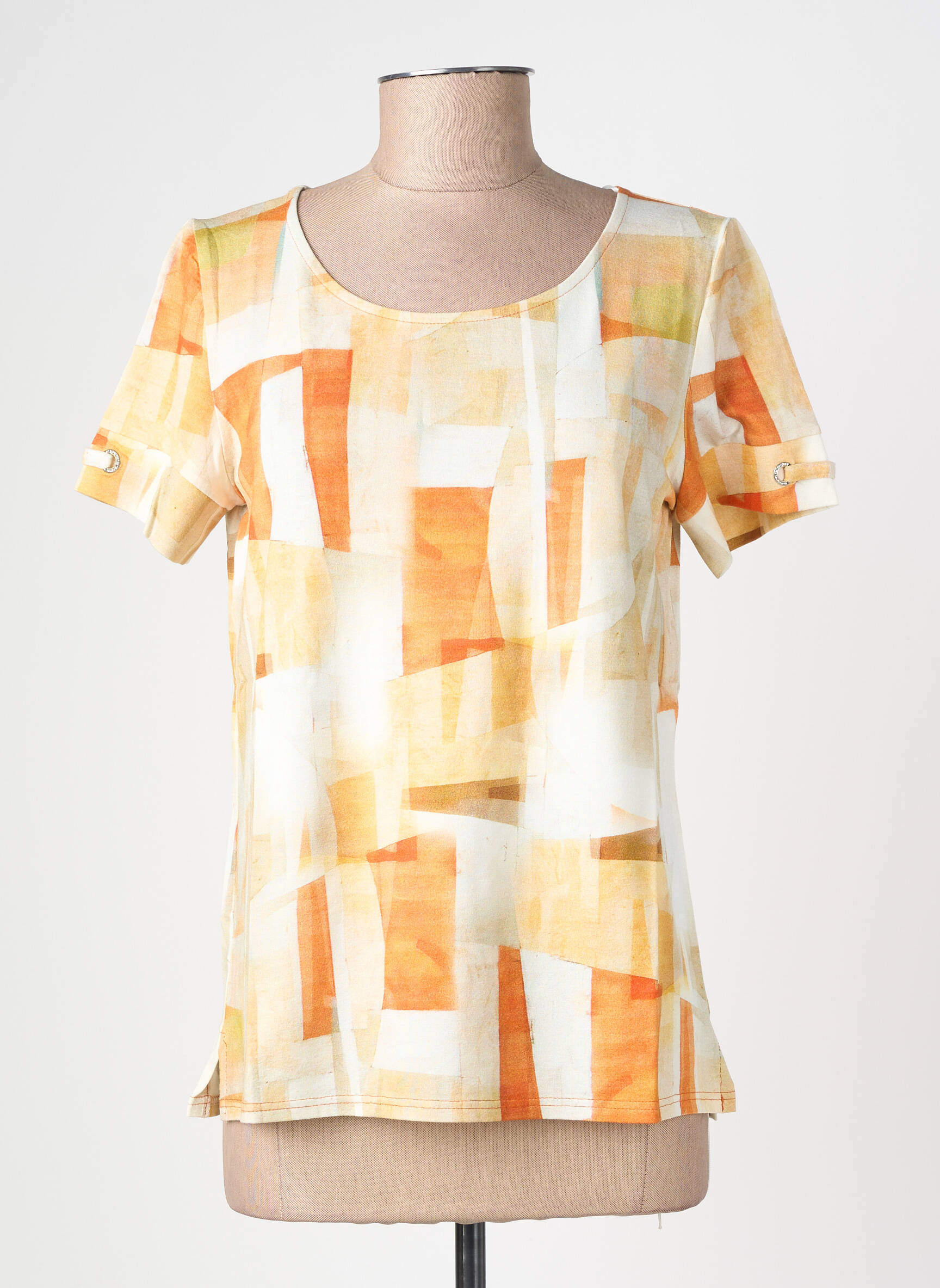 T-shirt imprimé fantaisie manches courtes orange GEVANA femme