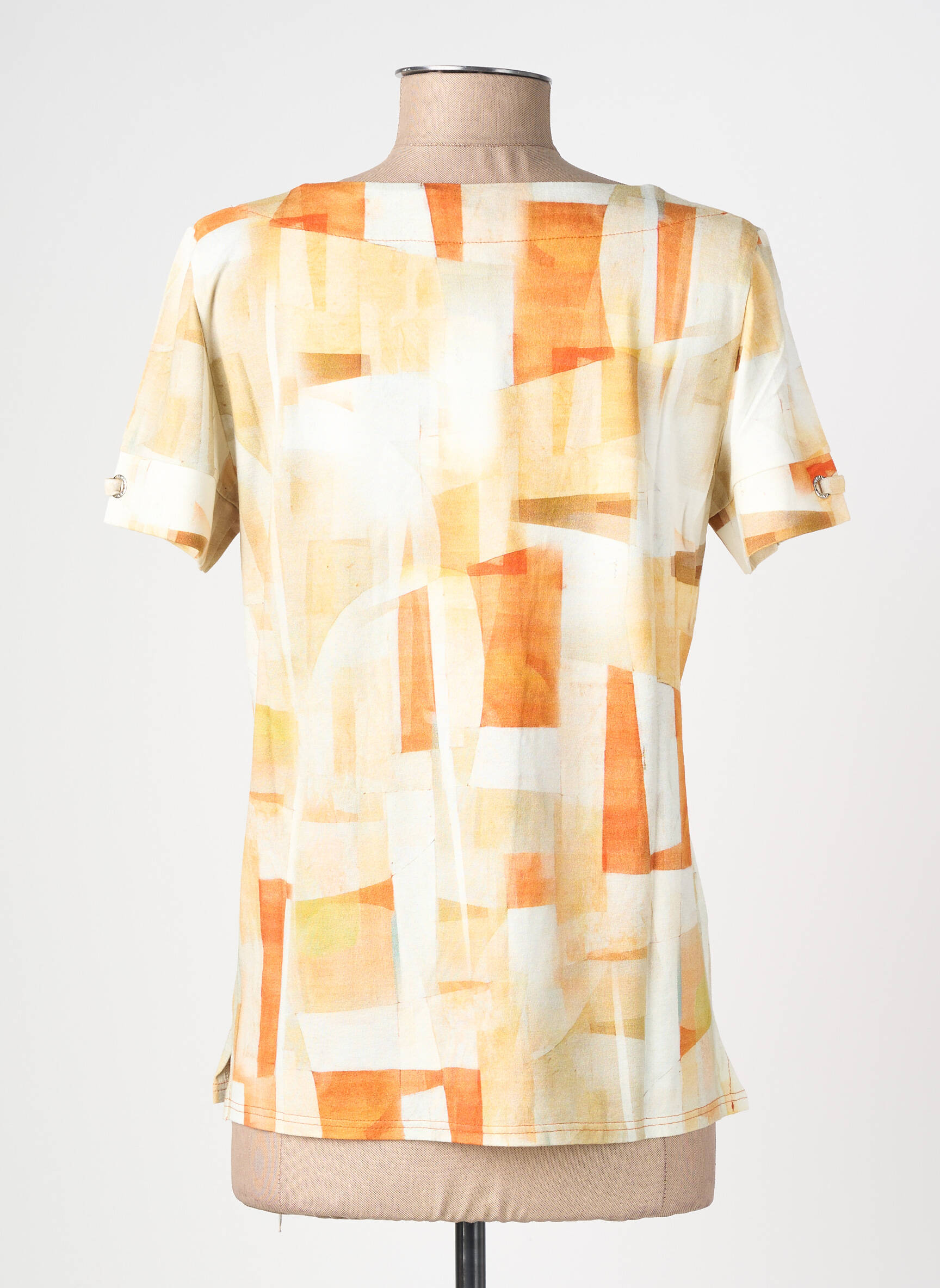T-shirt imprimé fantaisie manches courtes orange GEVANA femme