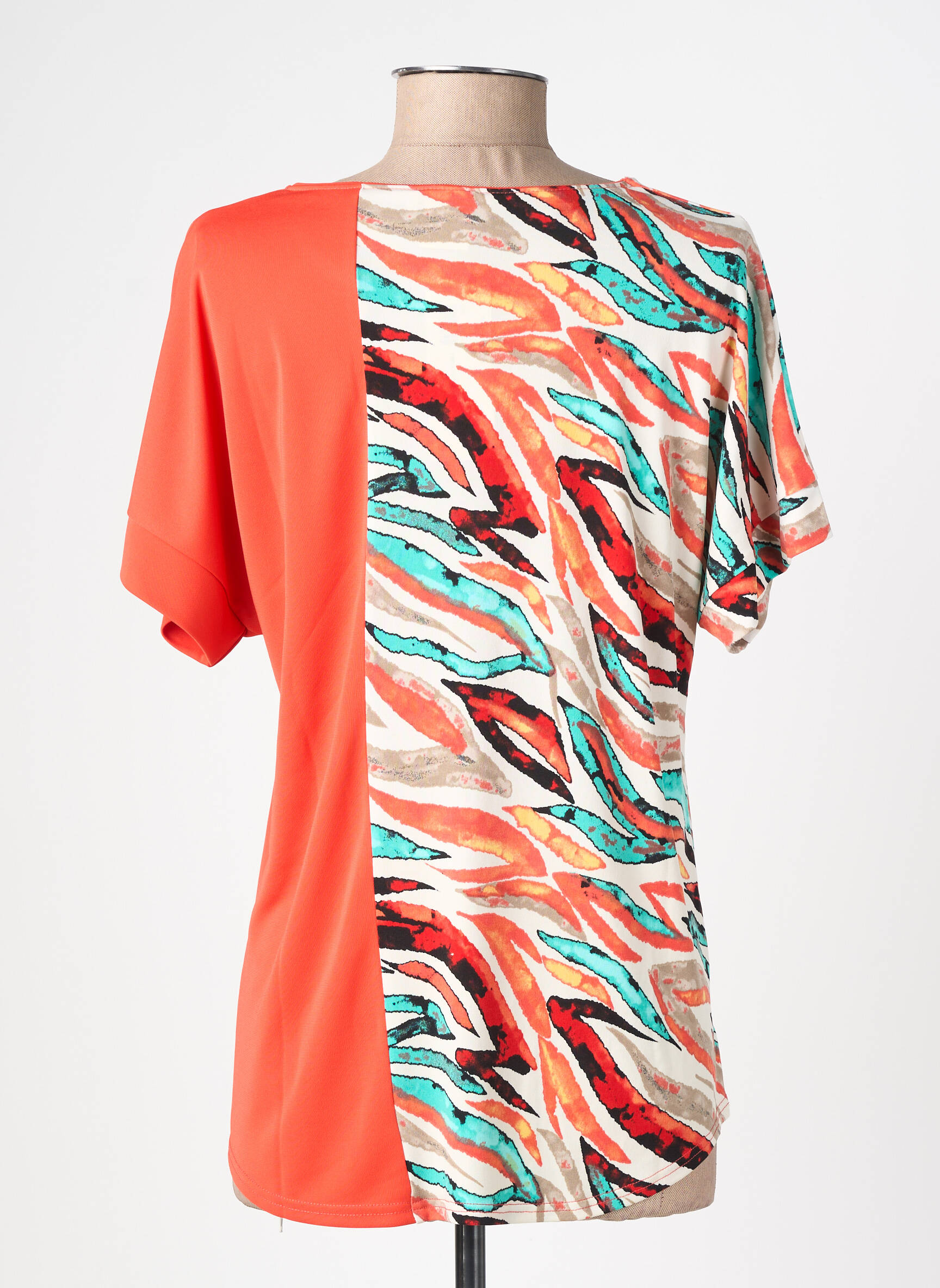 T-shirt imprimé fantaisie manches courtes orange GEVANA femme