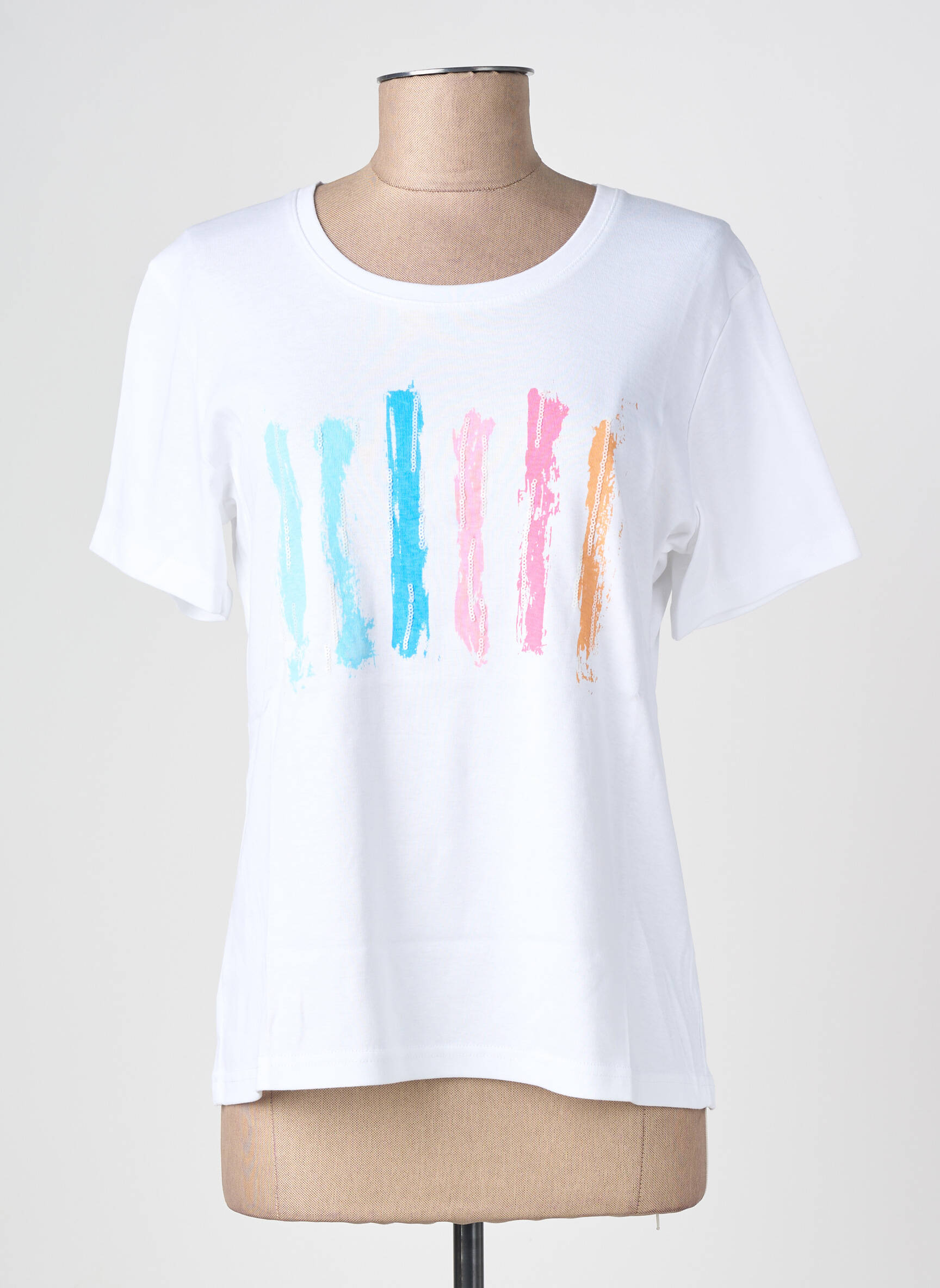 T-shirt sérigraphie manches courtes blanc GEVANA femme
