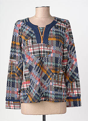 Pull coupe cintrée manches longues bleu GEVANA femme