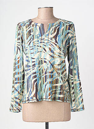 Pull coupe cintrée manches longues bleu GEVANA femme
