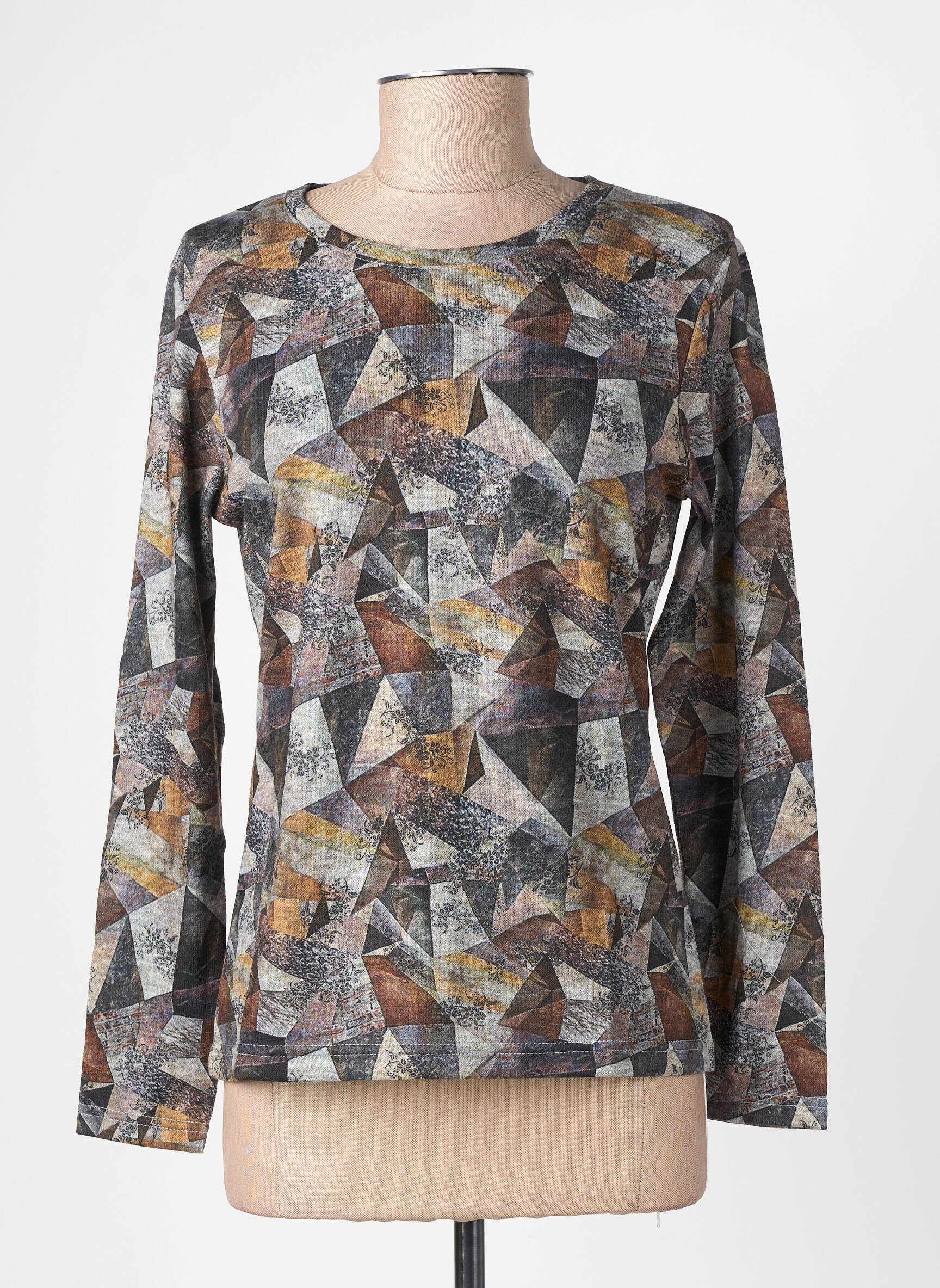 Pull coupe cintrée manches longues gris GEVANA femme