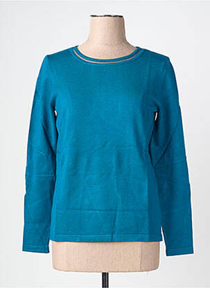 Pull coupe droite manches longues bleu GEVANA femme