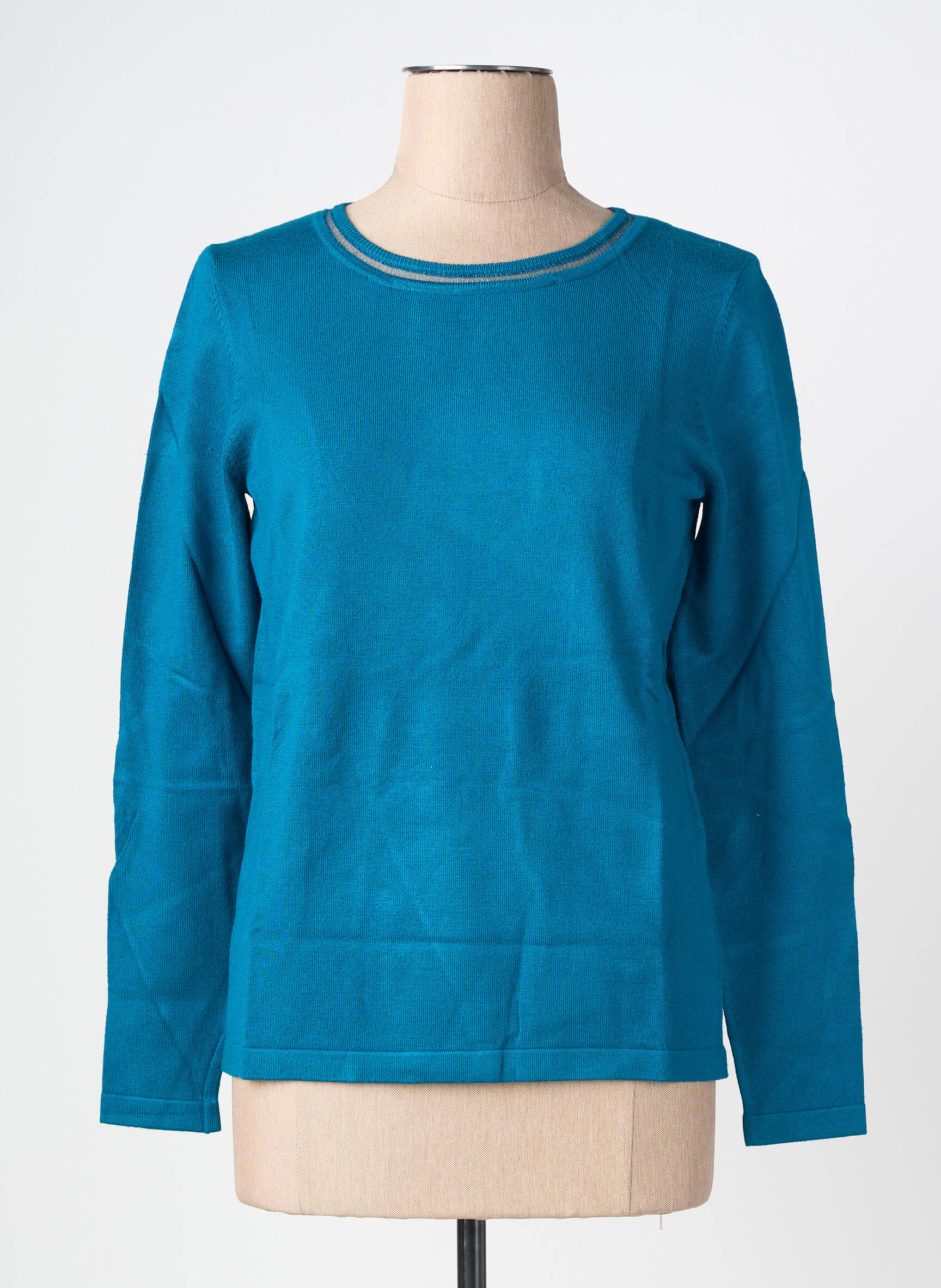 Pull coupe droite manches longues bleu GEVANA femme
