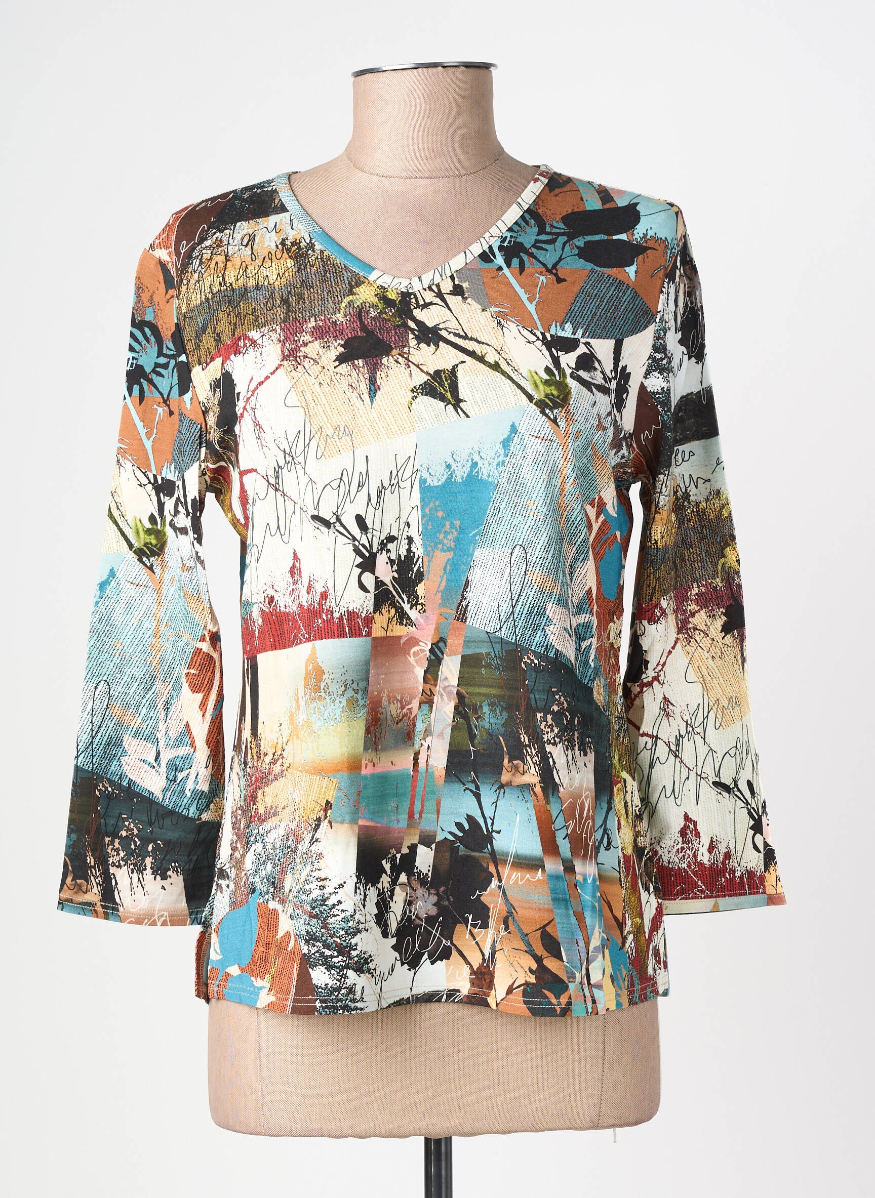 T-shirt imprimé fantaisie manches longues noir GEVANA femme
