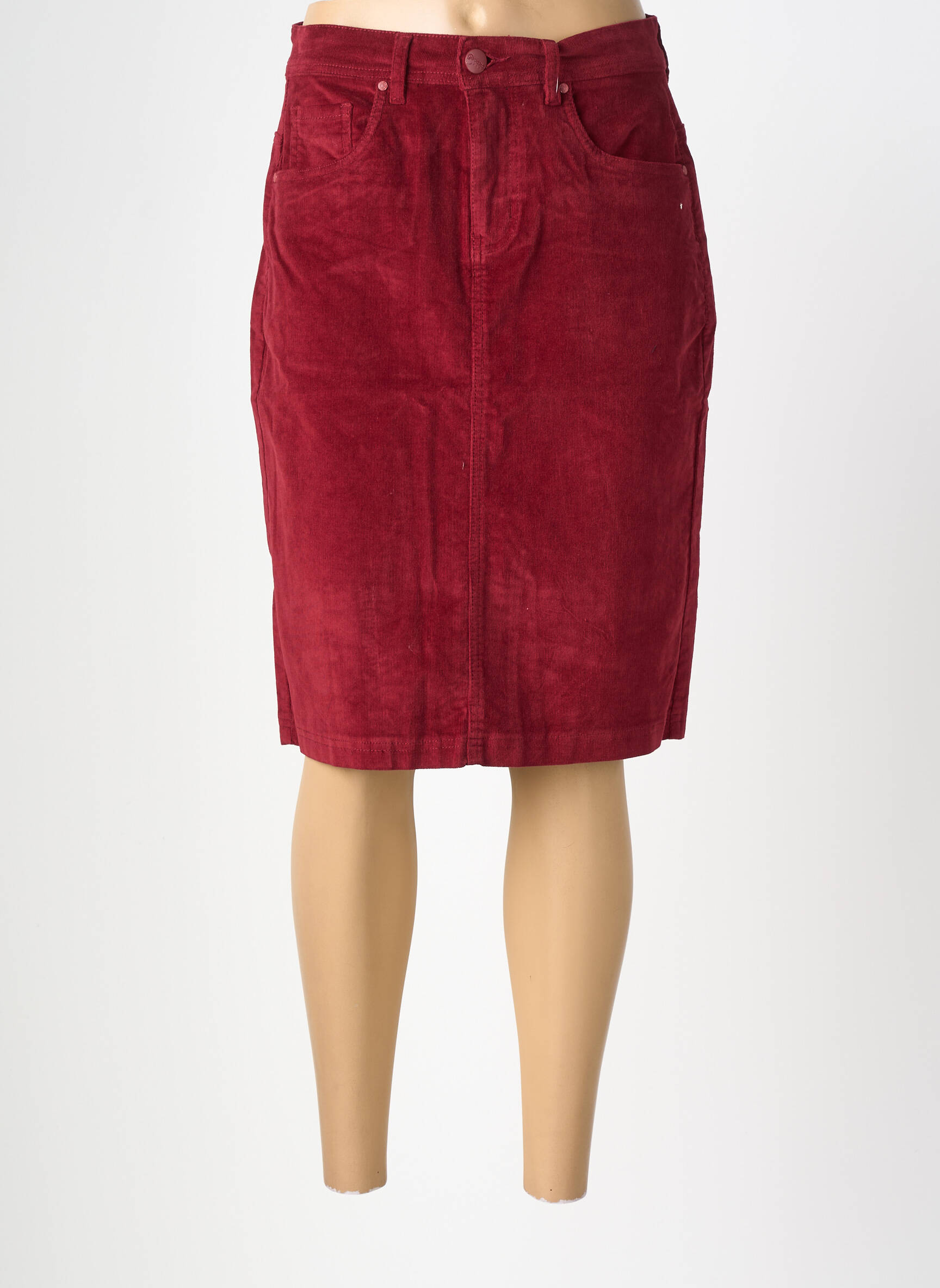 Jupe mi-longue stretch rouge GEVANA femme
