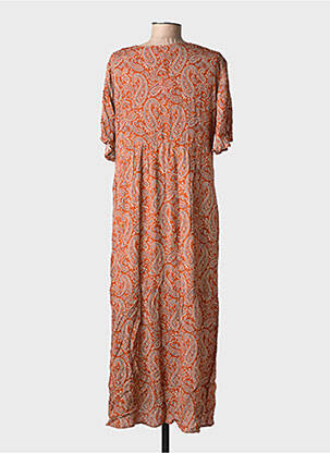 Robe longue imprimé fantaisie manches courtes marron GEVANA femme