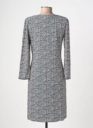 Robe mi-longue imprimé fantaisie manches longues bleu GEVANA femme