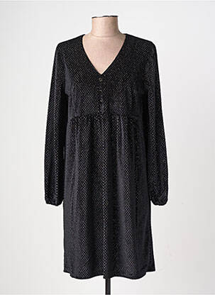 Robe mi-longue manches longues manches longues noir GEVANA femme