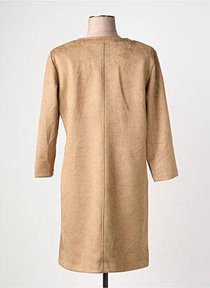 Robe mi-longue manches longues manches longues beige GEVANA femme