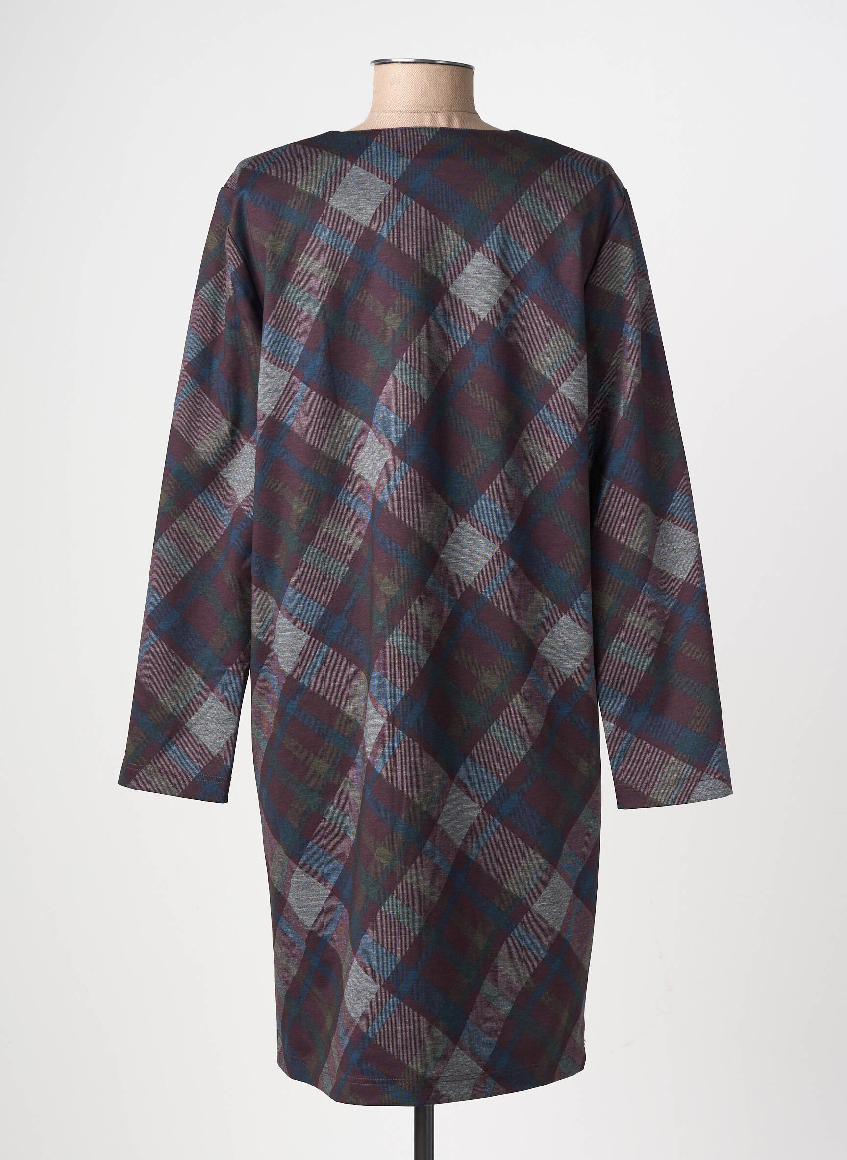Robe mi-longue imprimé fantaisie manches longues bleu GEVANA femme