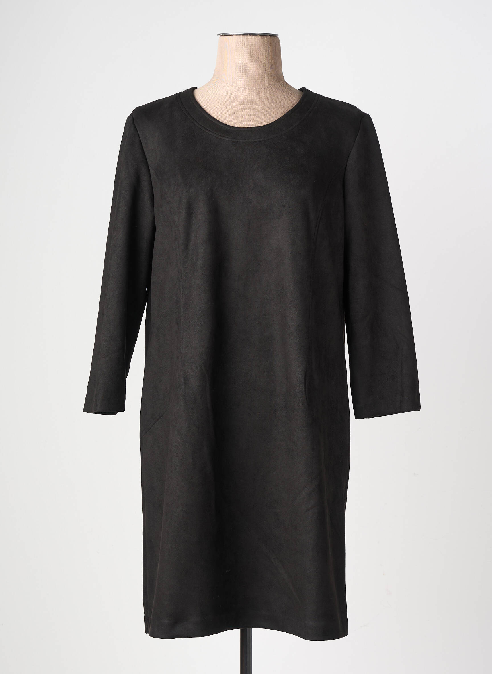 Robe mi-longue manches longues manches longues noir GEVANA femme