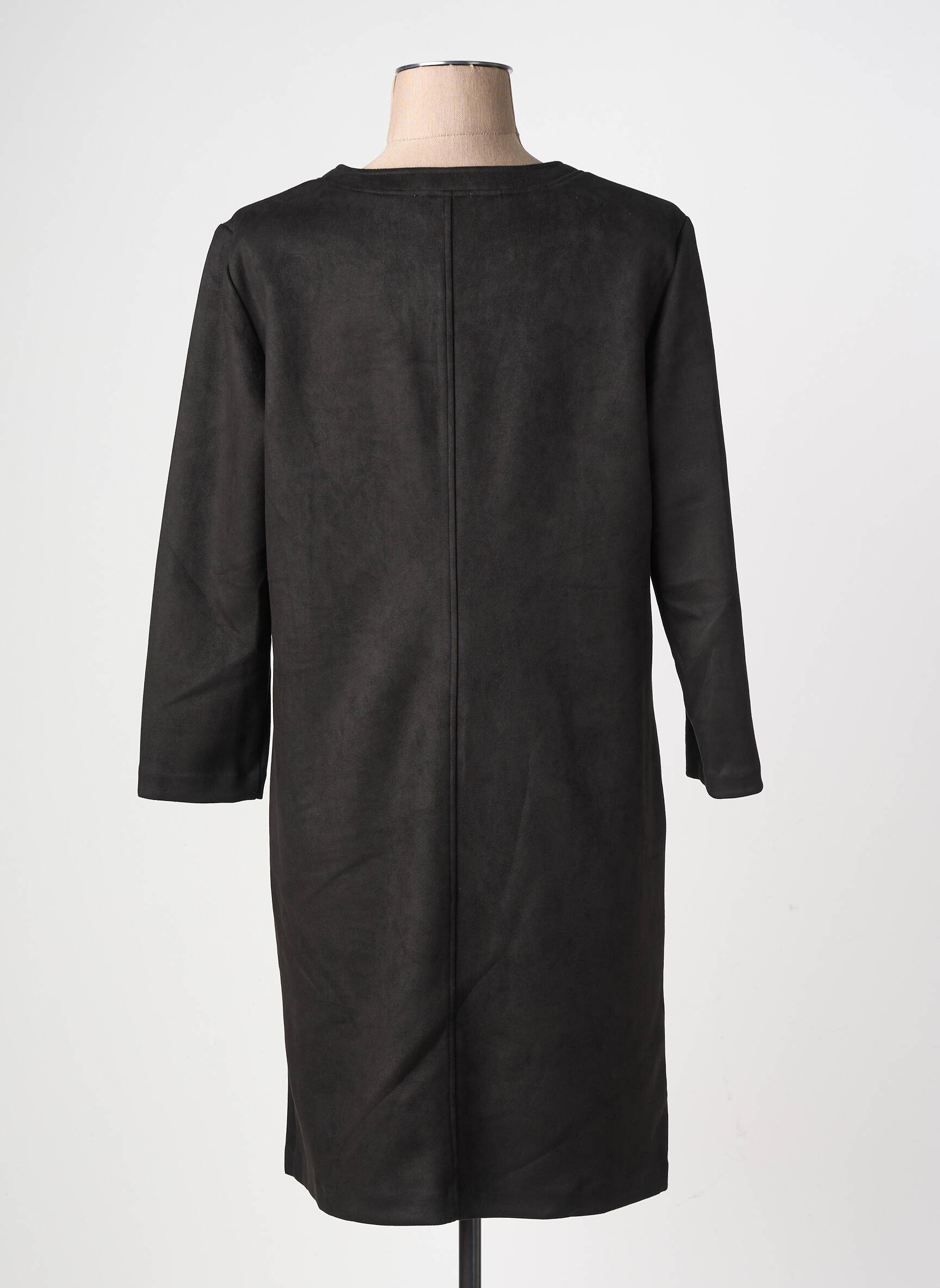 Robe mi-longue manches longues manches longues noir GEVANA femme