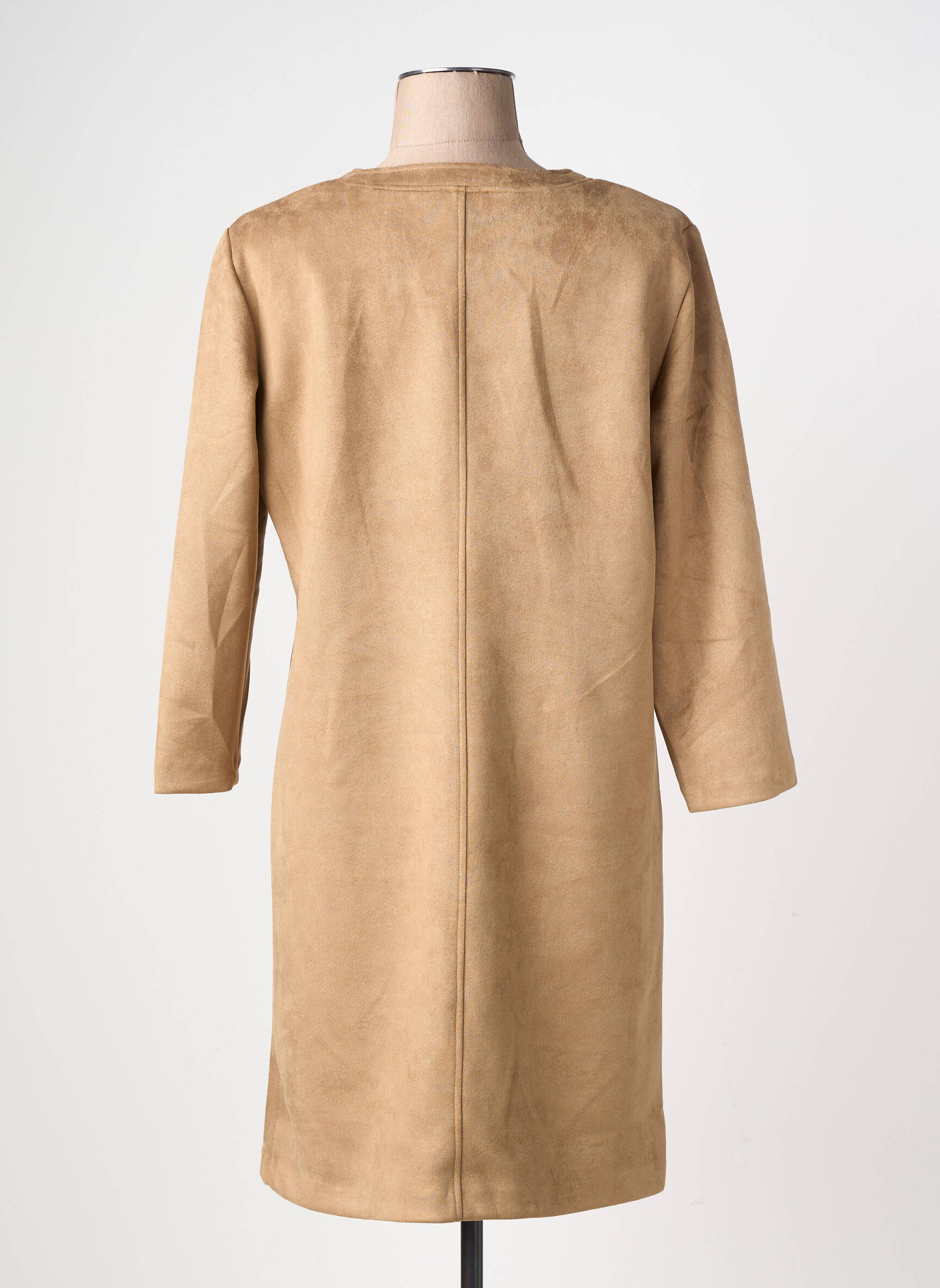 Robe mi-longue manches longues manches longues beige GEVANA femme