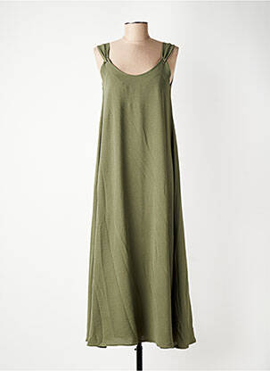 Robe longue coupe évasée sans manche vert GEVANA femme