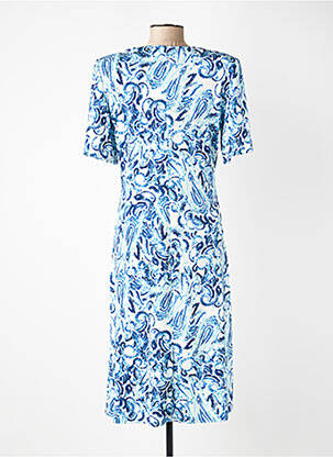 Robe mi-longue imprimé fantaisie manches courtes bleu GEVANA femme
