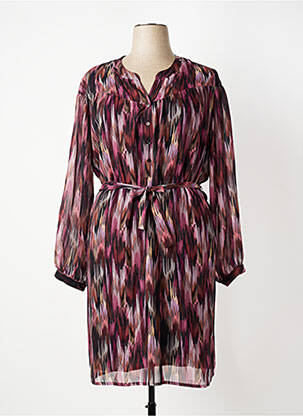 Robe mi-longue coupe fluide manches longues rouge GEVANA femme