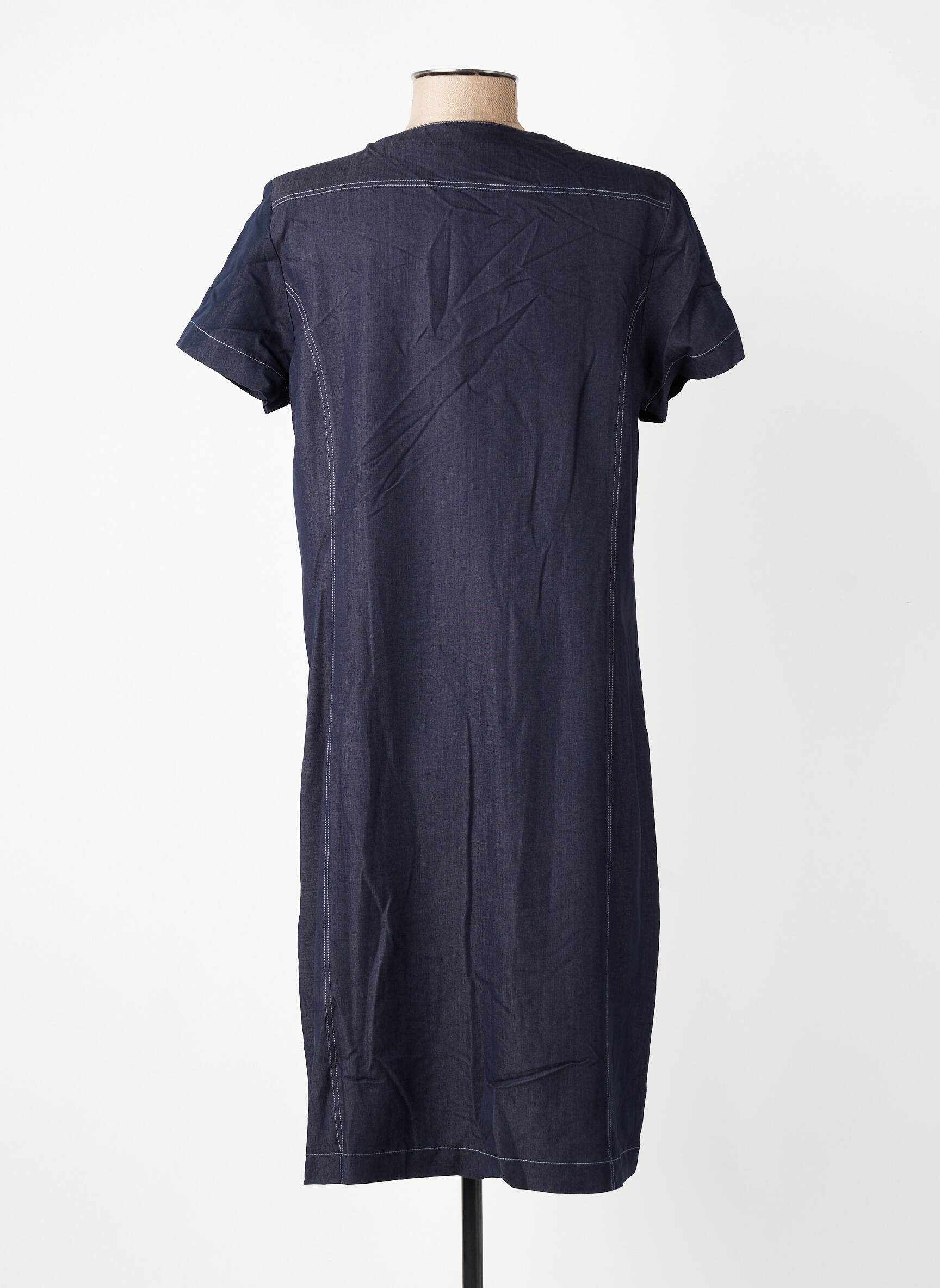 Robe mi-longue manches courtes manches courtes bleu GEVANA femme