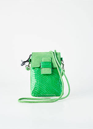 Sac cuir grainé forme rectangulaire vert GREAT BY SANDIE femme