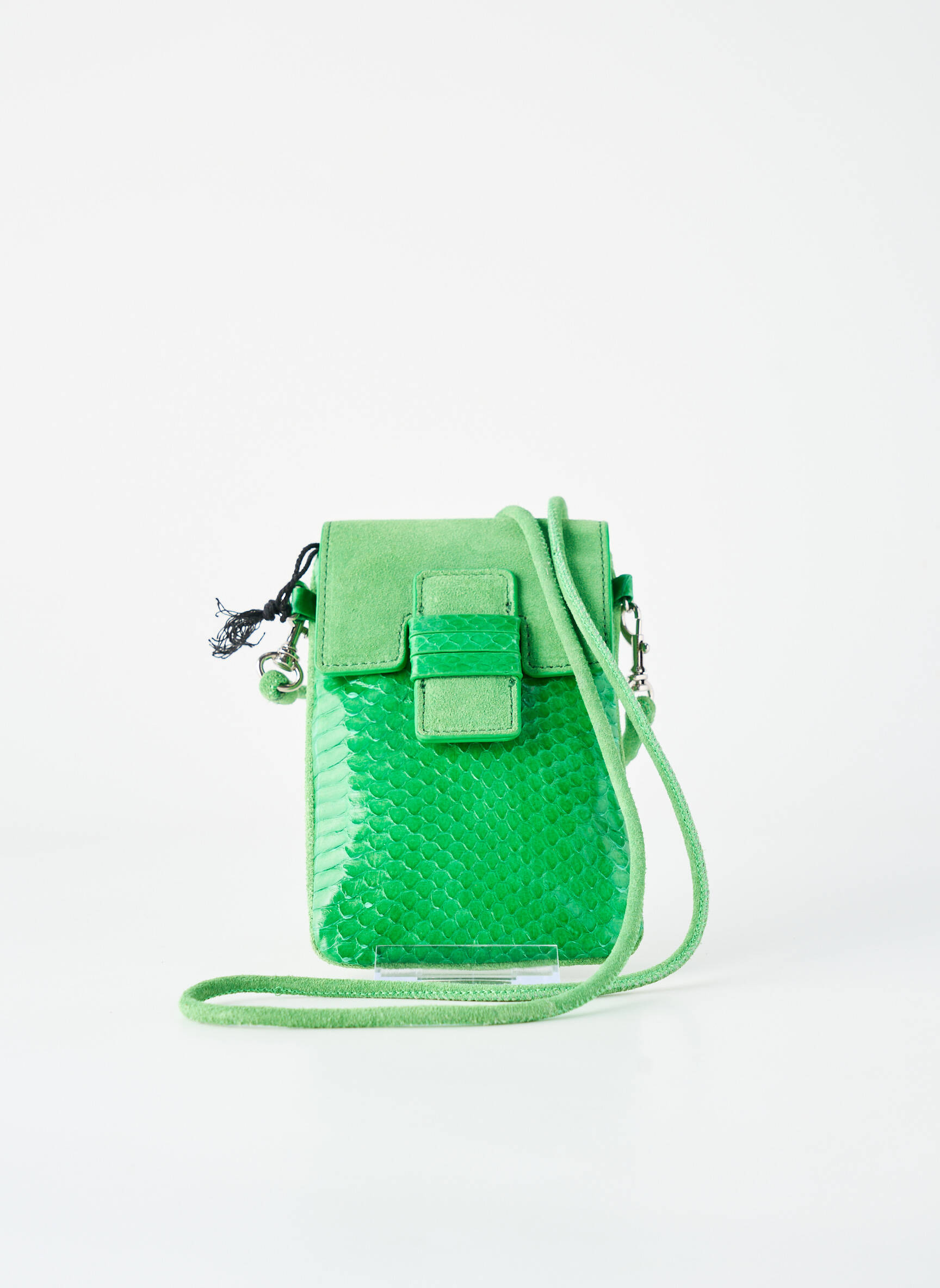 Sac cuir grainé forme rectangulaire vert GREAT BY SANDIE femme
