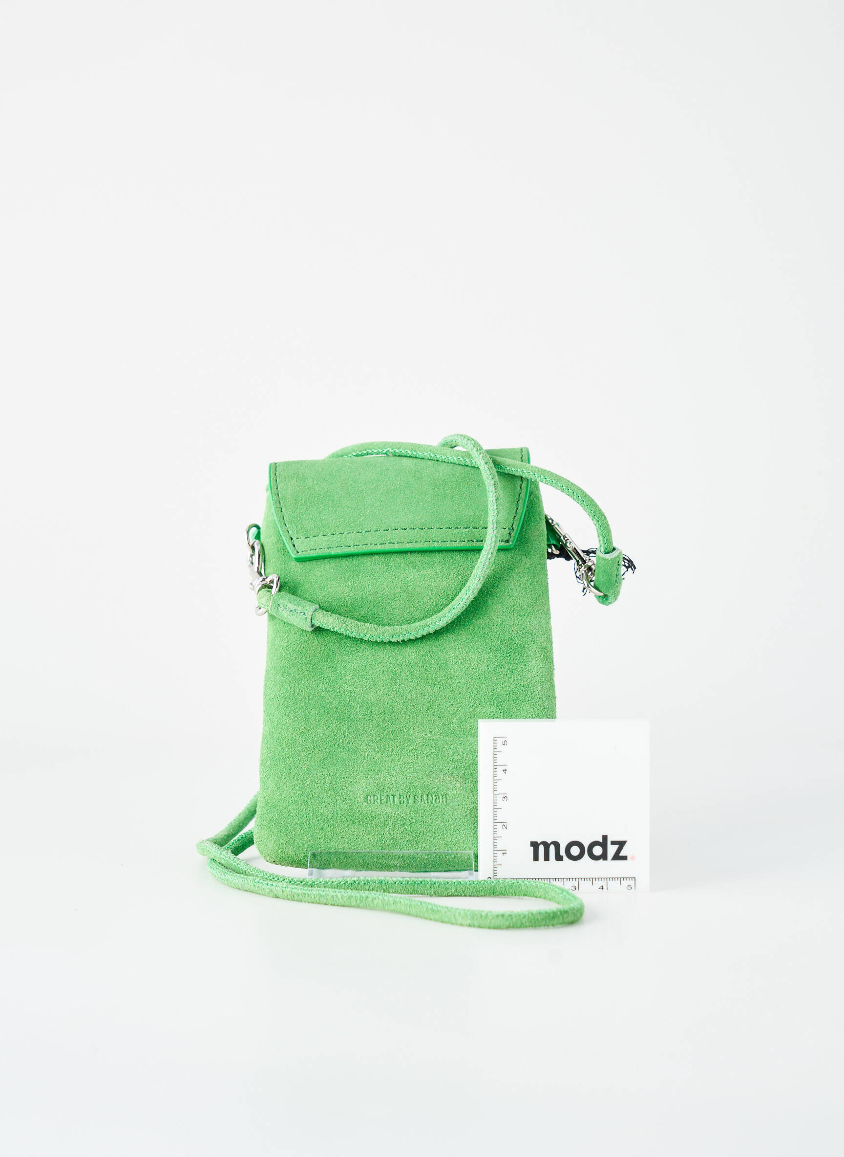 Sac cuir grainé forme rectangulaire vert GREAT BY SANDIE femme