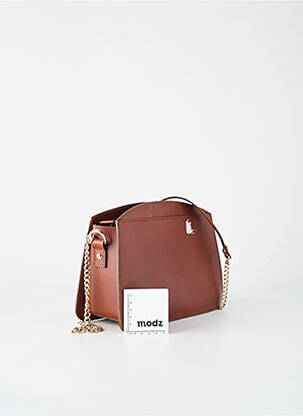 Sac fermeture zippée forme rectangulaire marron RIVECOUR femme