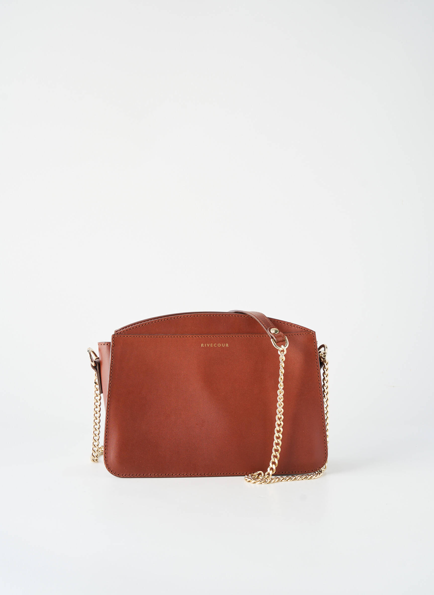 Sac fermeture zippée forme rectangulaire marron RIVECOUR femme