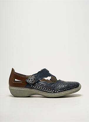 Ballerines fermeture scratch talon plat jusqu'à 3cm bleu RIEKER femme