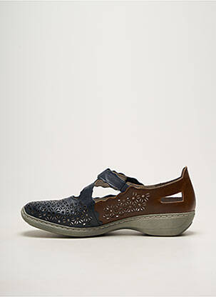 Ballerines fermeture scratch talon plat jusqu'à 3cm bleu RIEKER femme