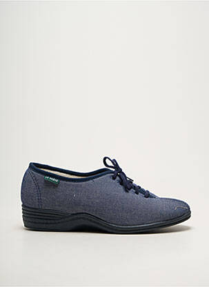 Chaussons/pantoufles semi compensé talon plat jusqu'à 3cm bleu LA VAGUE femme