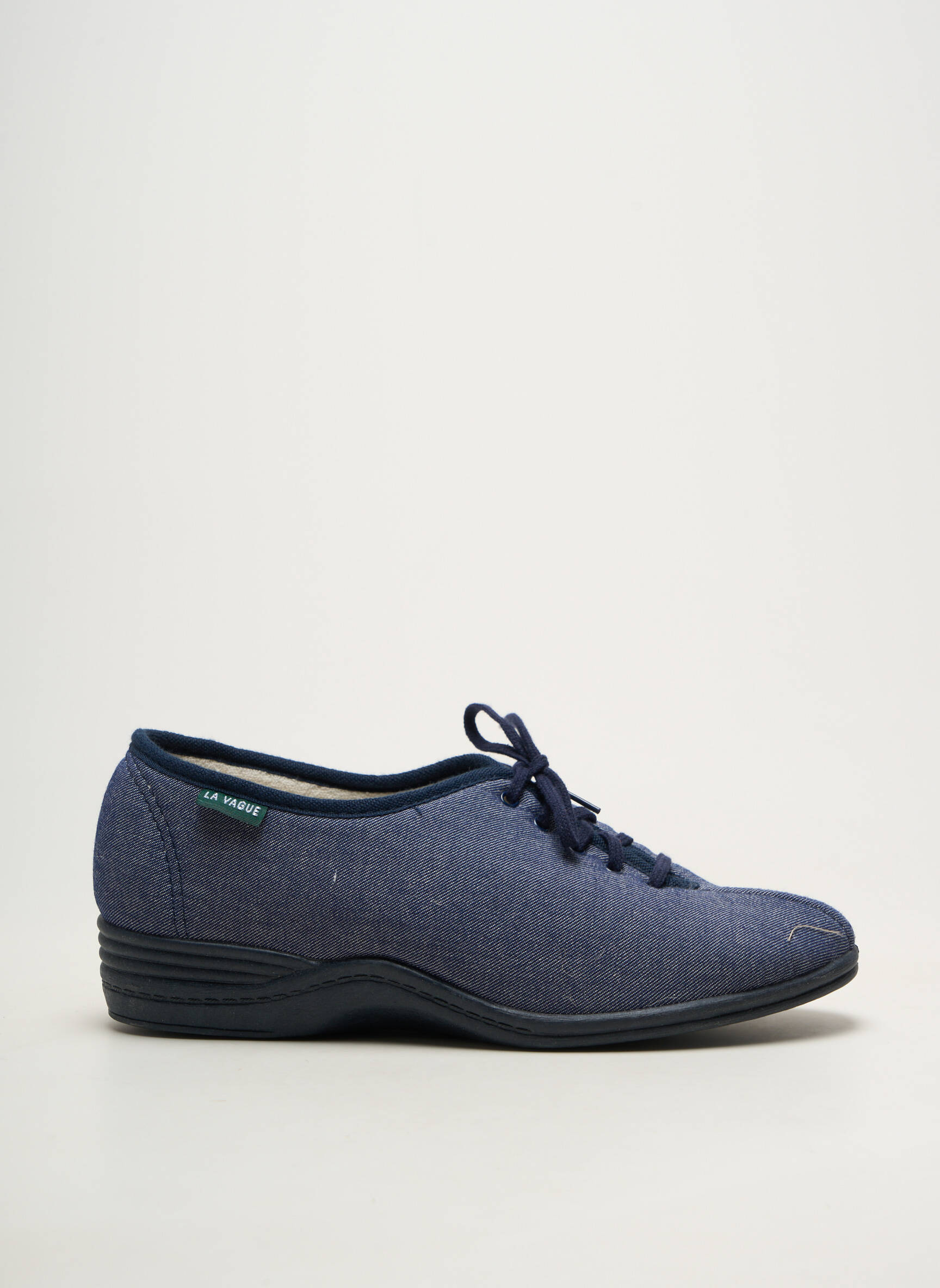Chaussons/pantoufles semi compensé talon plat jusqu'à 3cm bleu LA VAGUE femme
