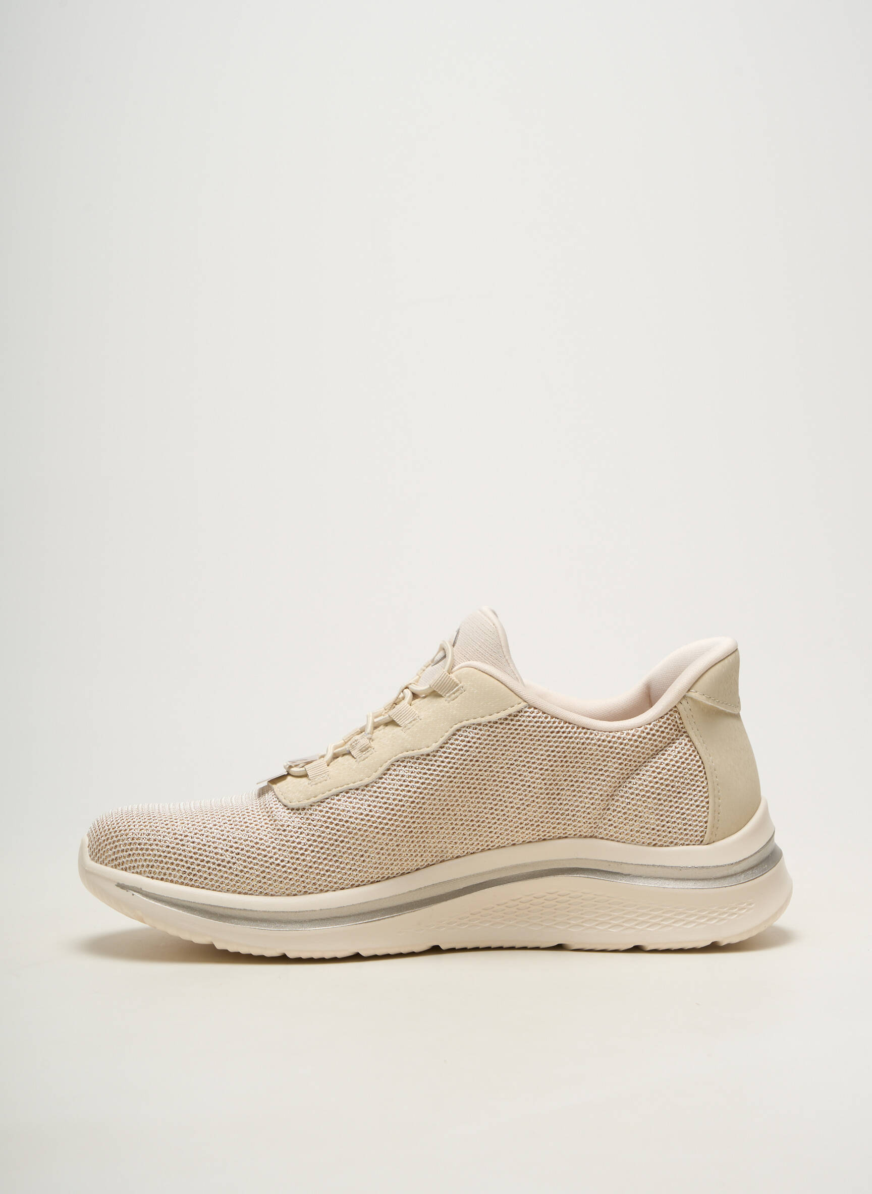 Baskets bout rond talon plat jusqu'à 3cm beige TAMARIS femme