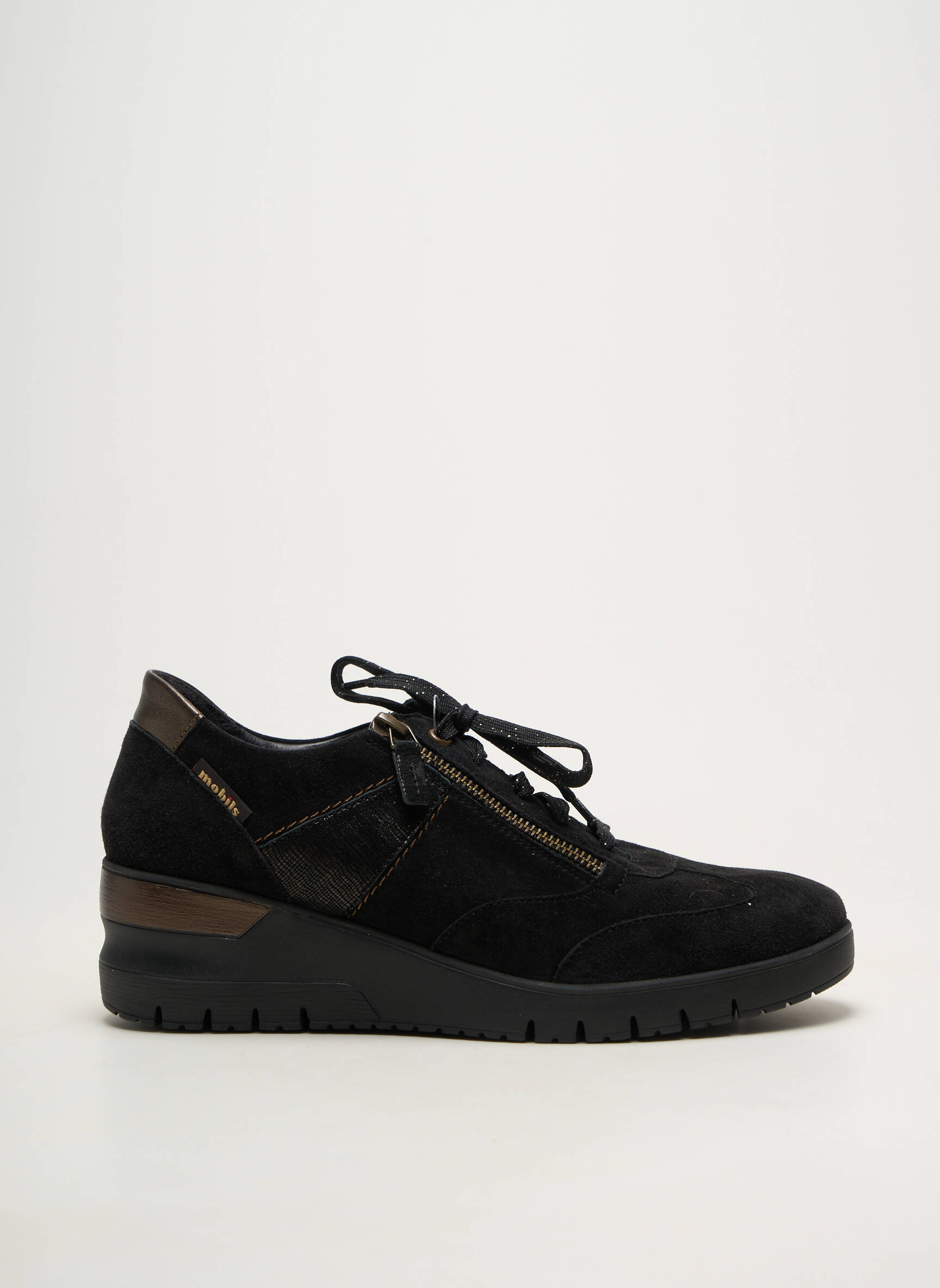 Baskets bout rond talon de 4 à 6cm noir MOBILS femme