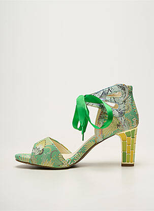 Sandales/nu pieds matière lisse talon de 7 à 9cm vert LAURA VITA femme