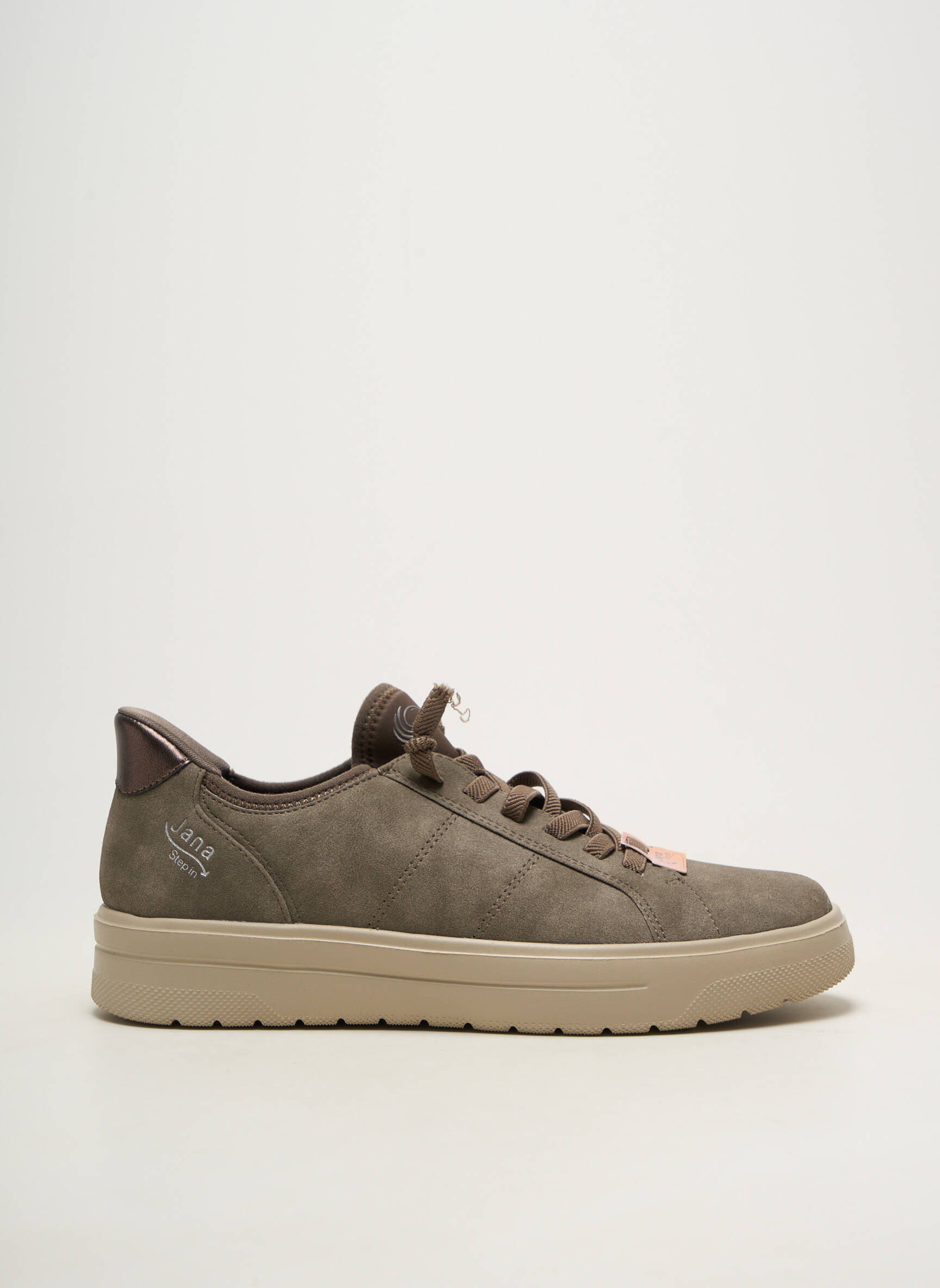 Baskets fermeture elastique talon plat jusqu'à 3cm gris JANA femme