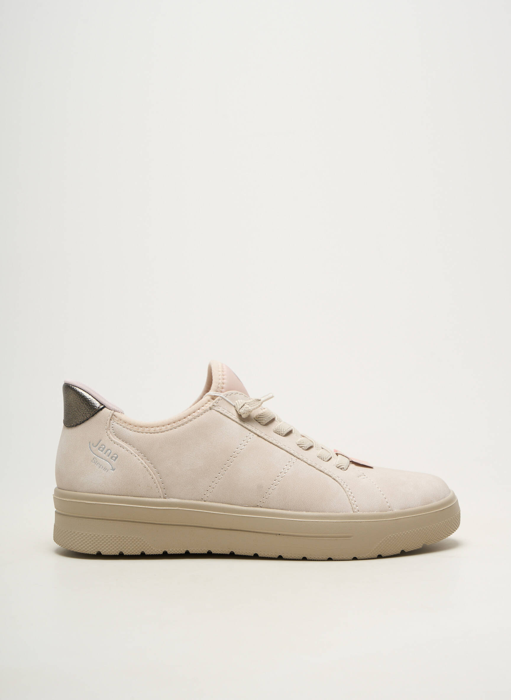 Baskets fermeture elastique talon plat jusqu'à 3cm beige JANA femme