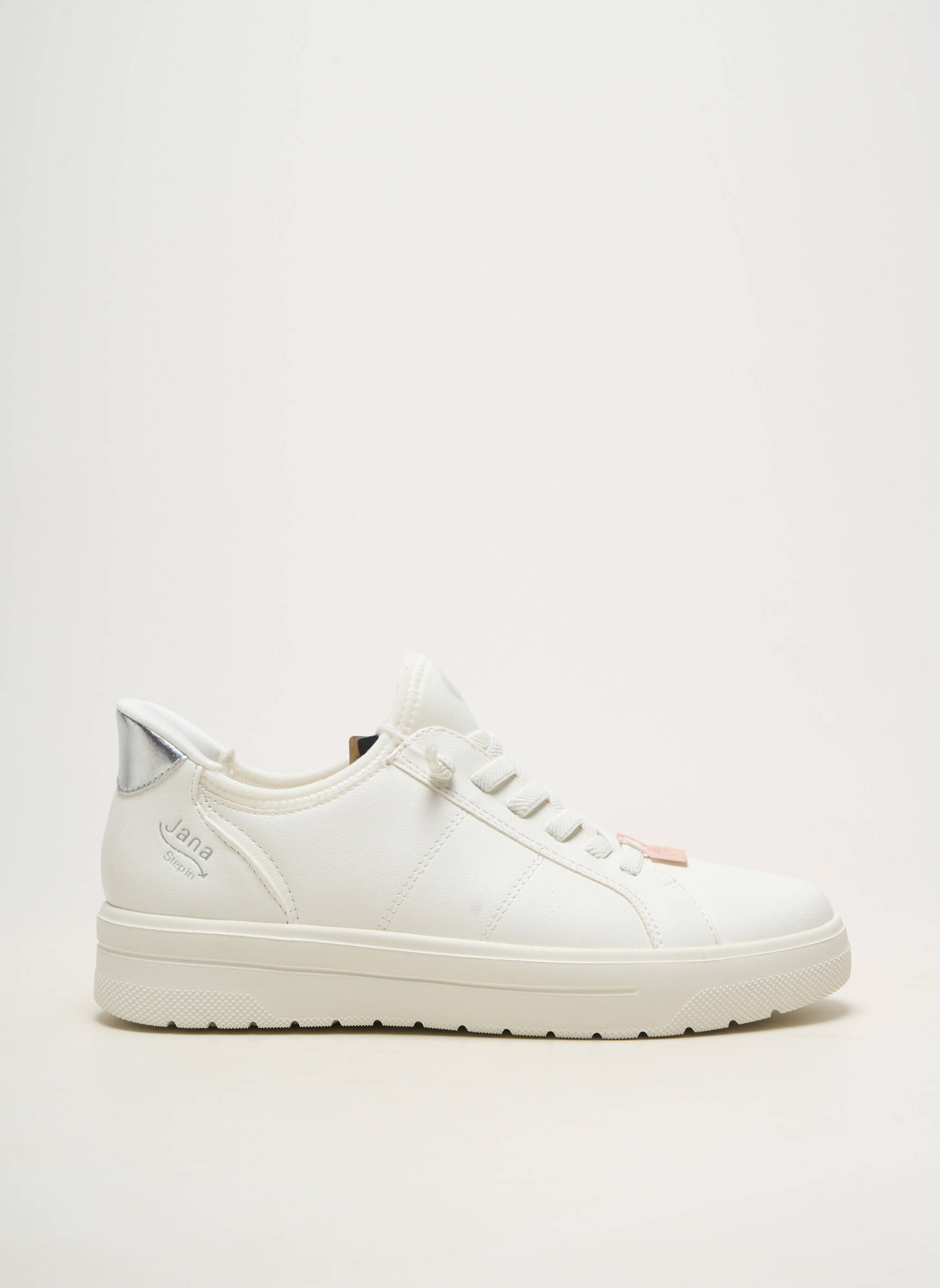 Baskets fermeture elastique talon plat jusqu'à 3cm blanc JANA femme